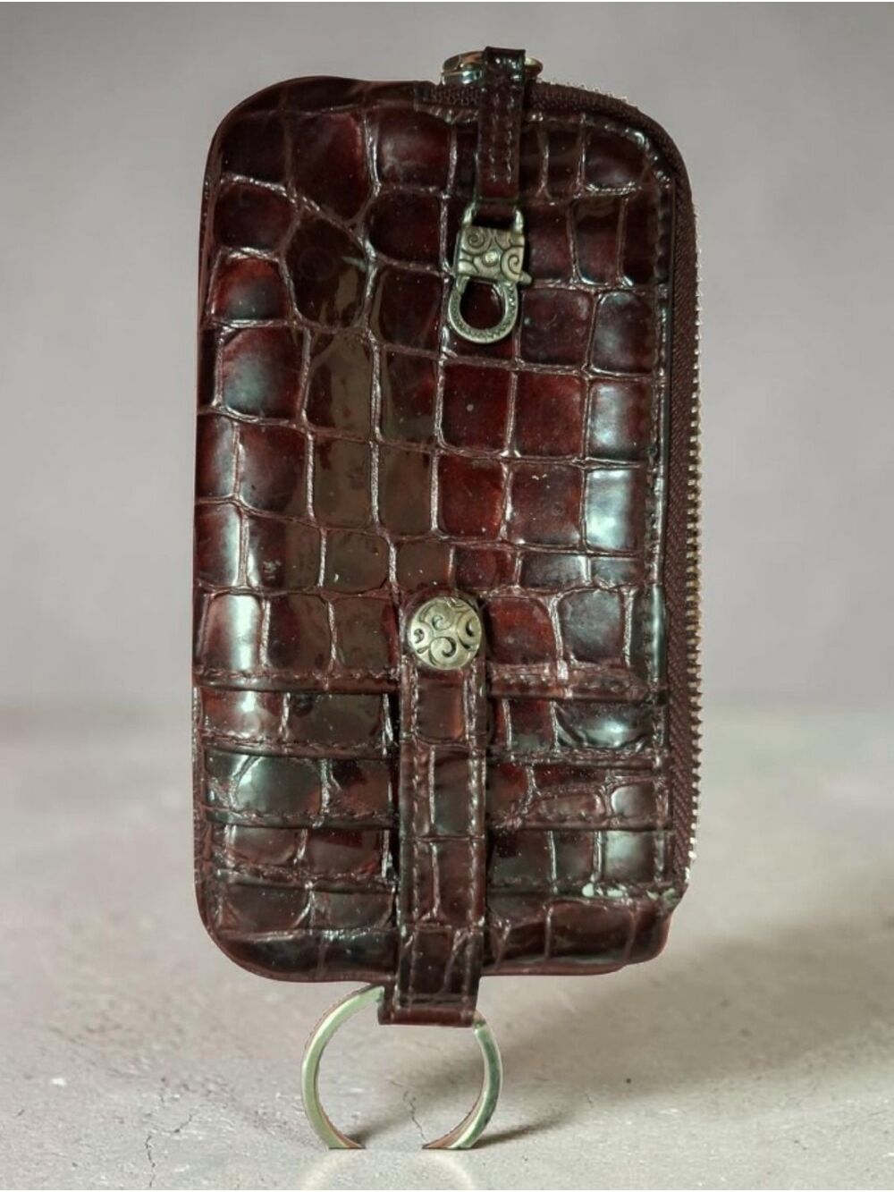 Brighton Purple croc Embossed card/ ID holder keyring